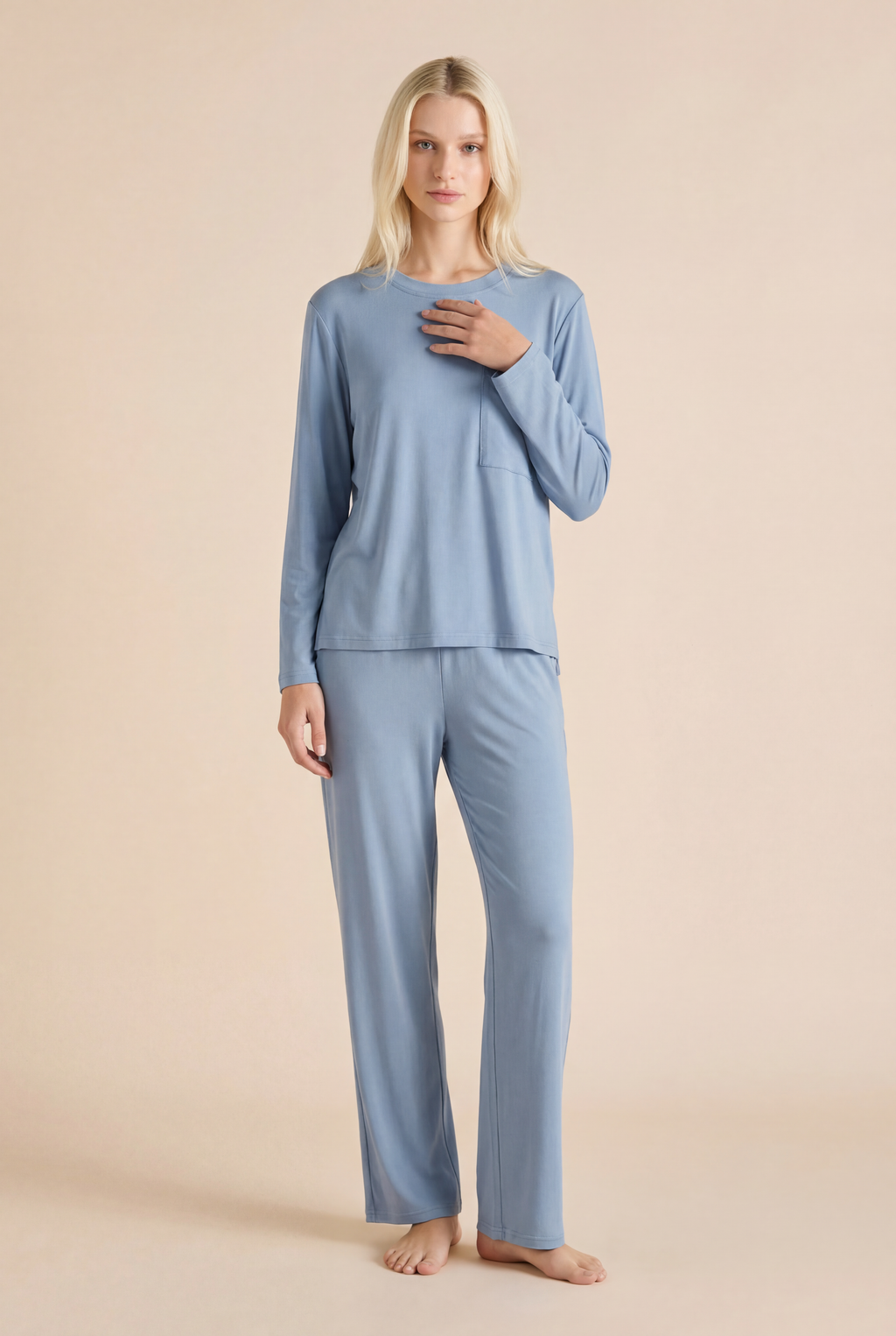 Dusty Blue TENCEL™ Modal Long Sleeve Pajama Set