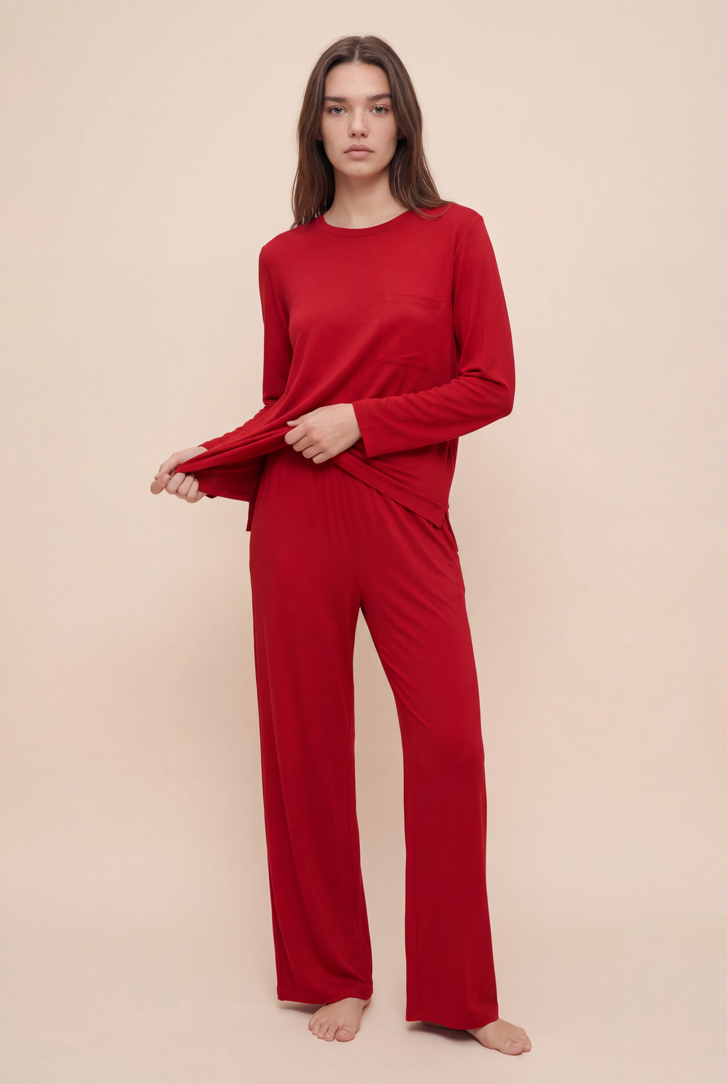 Classic Red TENCEL™ Modal Long Sleeve Pajama Set