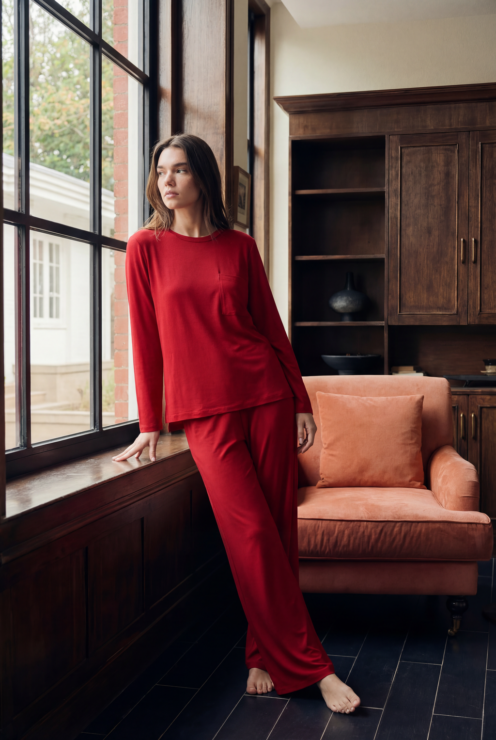 Classic Red TENCEL™ Modal Long Sleeve Pajama Set